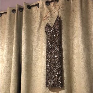 deep beige evening sparkle dress